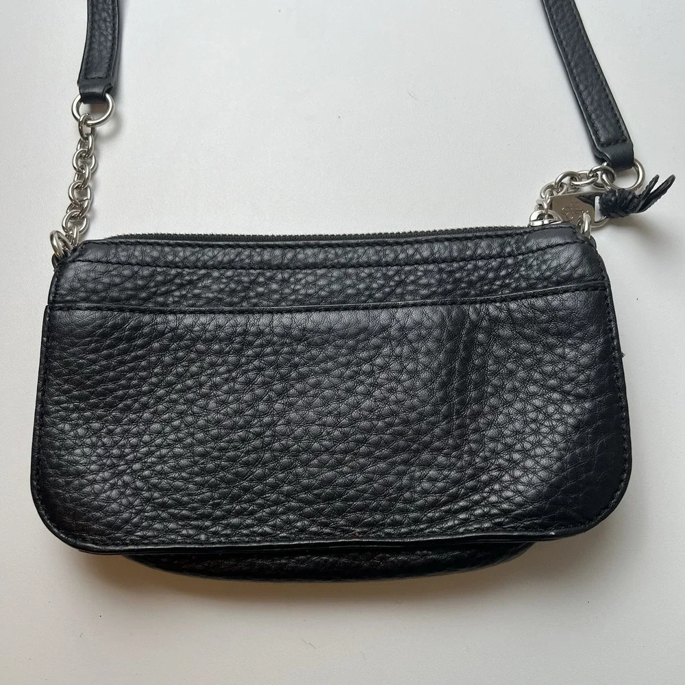 Cole Haan Black Pebble Leather Crossbody Bag w/Chain & Leather Handle